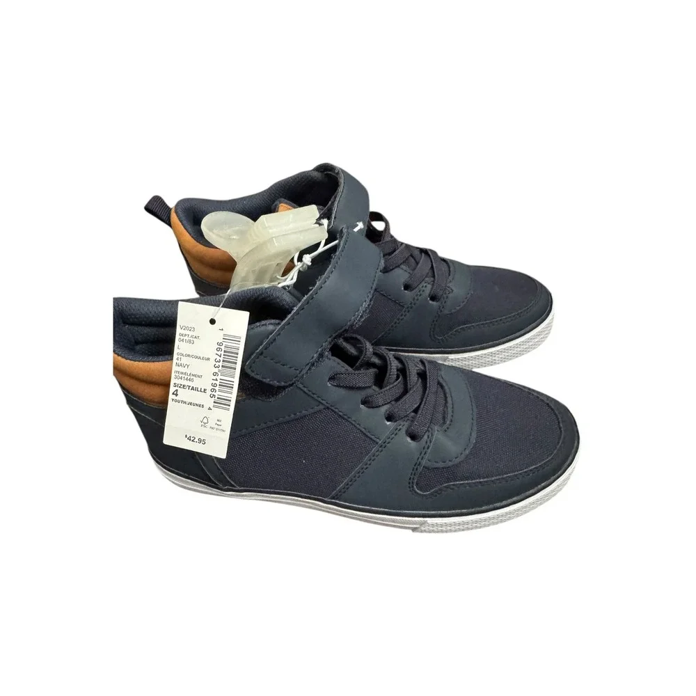 The Childrens Place Boys Navy High Top Sneakers Hook and Loop Size 4 NEW‎ NWT